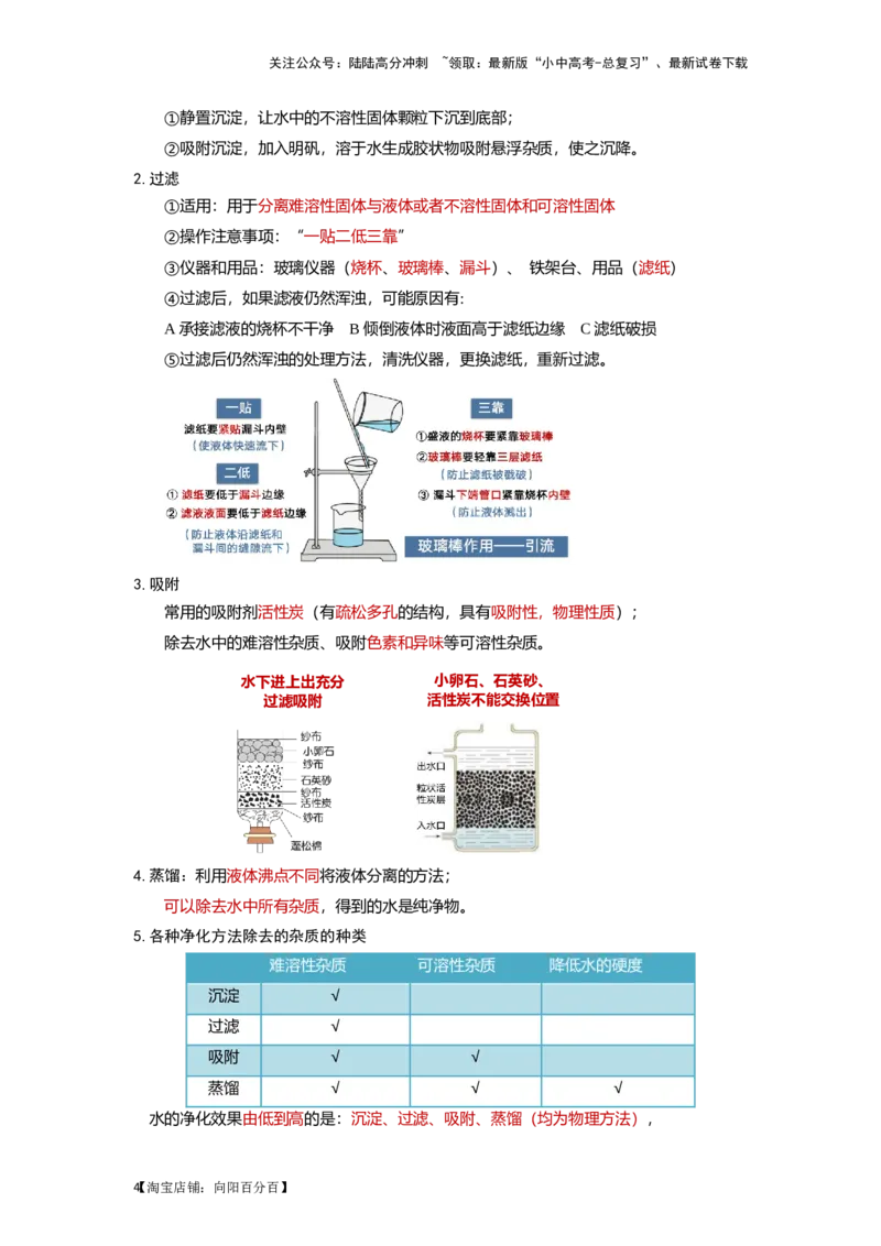 专题04水（解析版）_02中考总复习（2026版更新中）_05-化学-中考总复习_2024年中考复习资料_一轮复习资料_完口袋书2024年中考化学一轮复习知识清单_教师版（含答案解析）