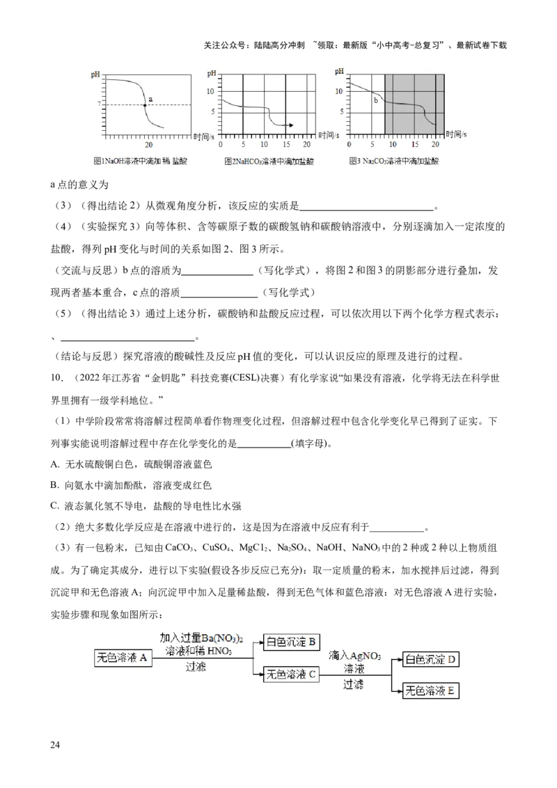 专题08盐化肥（练习）-2024年中考化学一轮复习讲练测（全国通用）（原卷版）_02中考总复习（2026版更新中）_05-化学-中考总复习_2024年中考复习资料_一轮复习资料