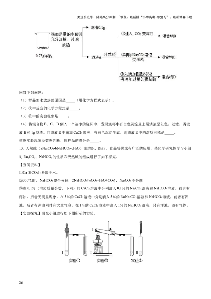 专题08盐化肥（练习）-2024年中考化学一轮复习讲练测（全国通用）（原卷版）_02中考总复习（2026版更新中）_05-化学-中考总复习_2024年中考复习资料_一轮复习资料