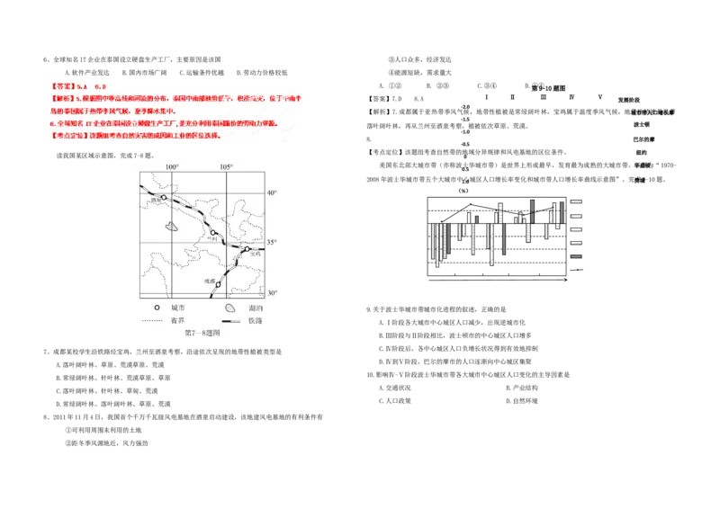 2012年浙江省高考地理（解析版）_全国卷+地方卷_8.地理_1.地理高考真题试卷_2008-2020年_地方卷_浙江高考地理08-21_A3word版