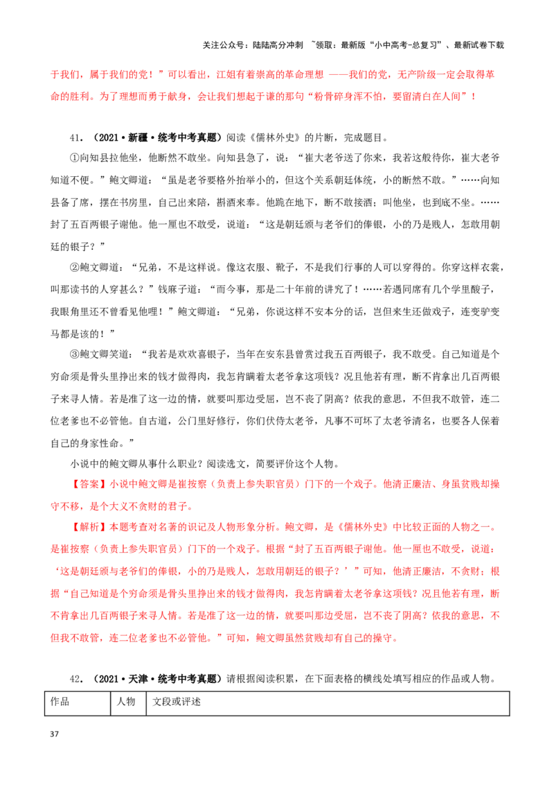 专题08名著导读（解析版）&nbsp;_02中考总复习（2026版更新中）_01-语文-中考总复习_2024年中考资料_专项复习资料_完三年（2021-2023）中考语文真题分项汇编（全国通用）_解析版