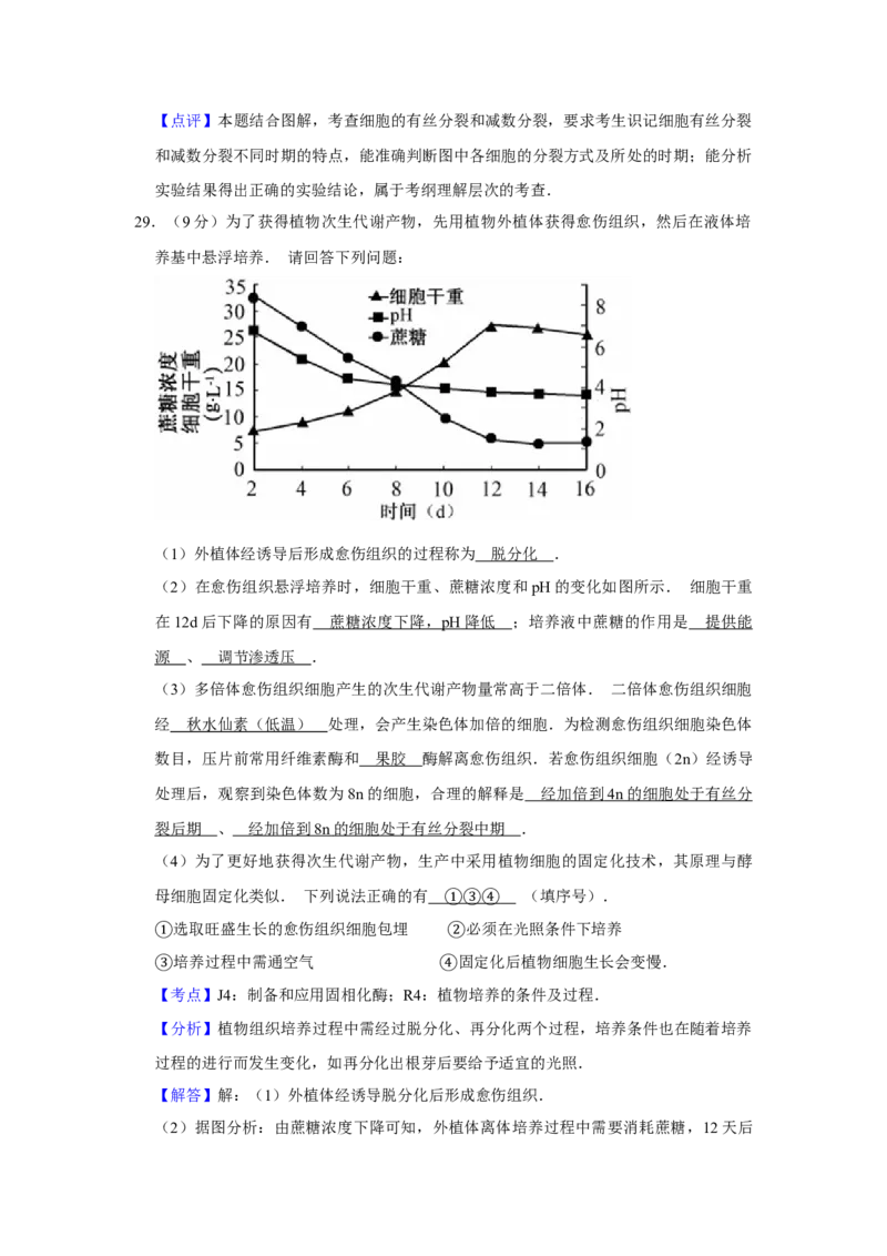 2014年江苏省高考生物试卷解析版_全国卷+地方卷_6.生物_1.生物高考真题试卷_2008-2020年_地方卷_江苏高考生物07-20_A4word版