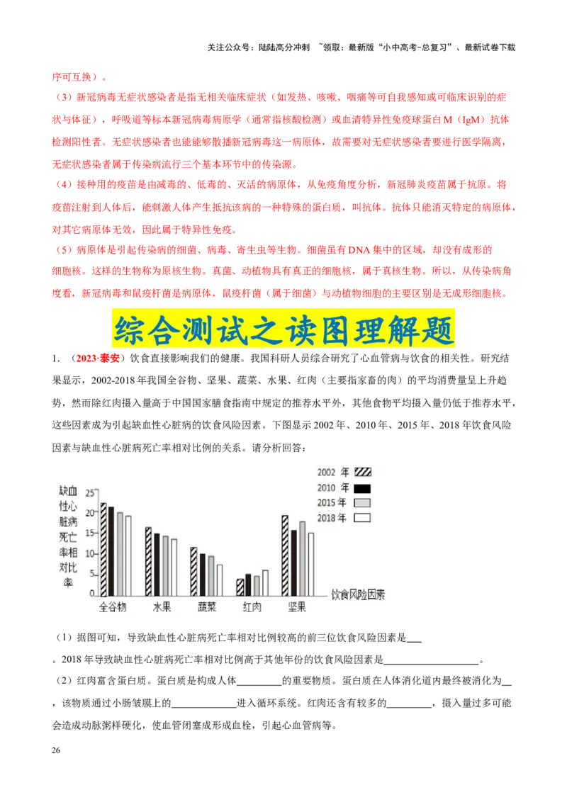 专题06&nbsp;人体的营养和呼吸（解析版）_02中考总复习（2026版更新中）_08-生物-中考总复习_2024年中考复习资料_专项复习_完三年（2021-2023）中考生物真题分项汇编（全国通用）_答案解析版