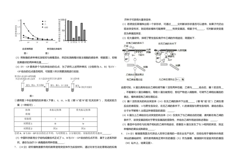 2016年北京市高考生物试卷（原卷版）_全国卷+地方卷_6.生物_1.生物高考真题试卷_2008-2020年_地方卷_北京高考生物08-21_A3word版