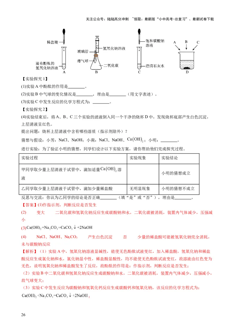 专题08实验探究题（解析版）_02中考总复习（2026版更新中）_05-化学-中考总复习_2025年中考复习资料_2025年中考化学答题方法模板_专题08实验探究题-2025年中考化学答题方法模板