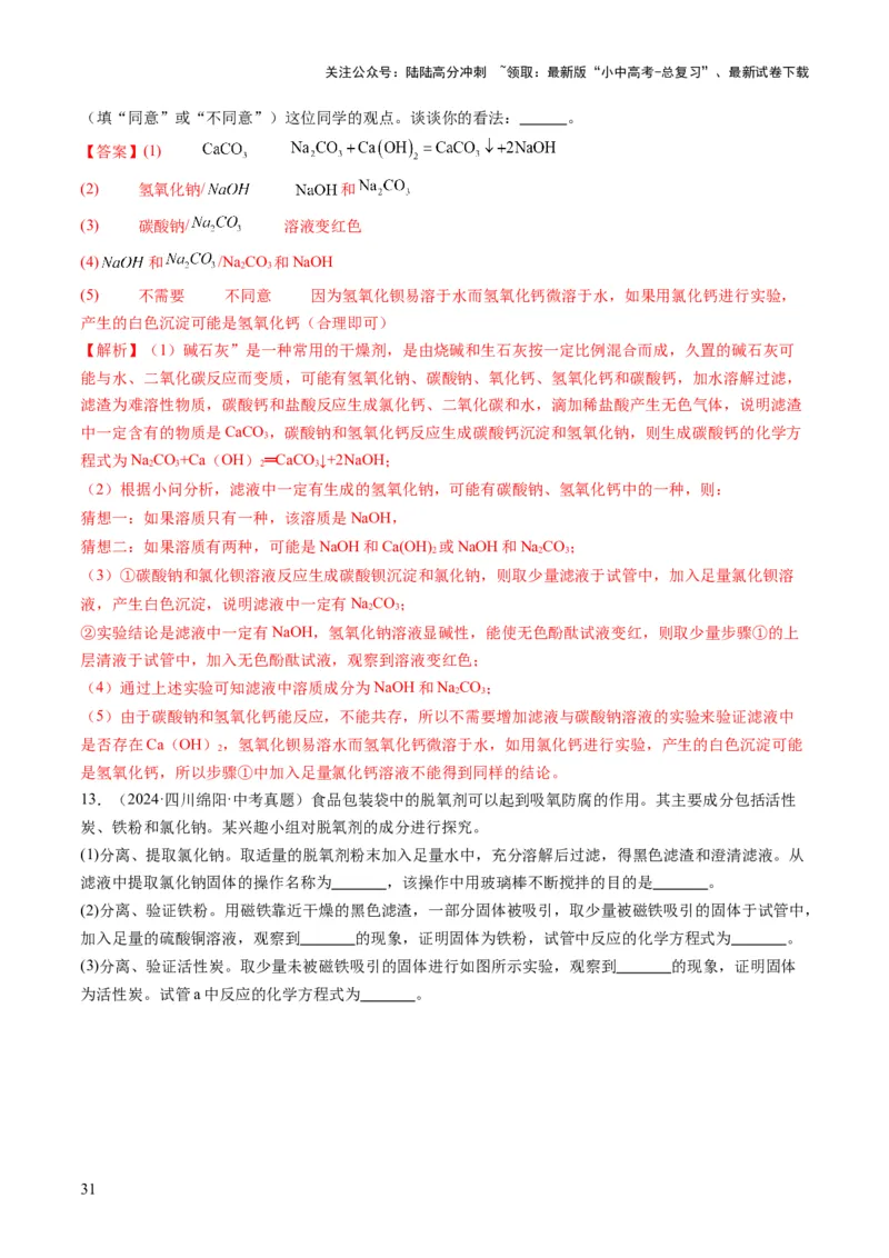 专题08实验探究题（解析版）_02中考总复习（2026版更新中）_05-化学-中考总复习_2025年中考复习资料_2025年中考化学答题方法模板_专题08实验探究题-2025年中考化学答题方法模板