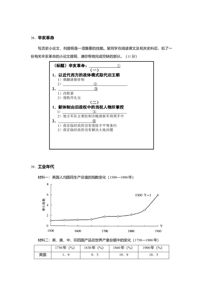 2011年上海市高中毕业统一学业考试历史试卷（答案版）_全国卷+地方卷_7.历史_1.历史高考真题试卷_2008-2020年_地方卷_上海高考历史真题05-17