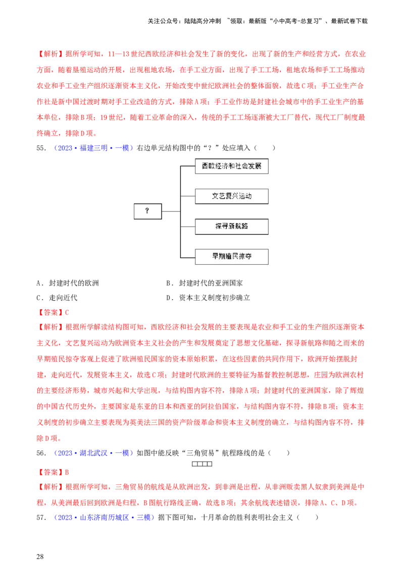 专题04知识结构类选择题（含答题技巧，题型专练60题）（解析版）_02中考总复习（2026版更新中）_06-历史-中考总复习_2024年中考复习资料_二轮复习