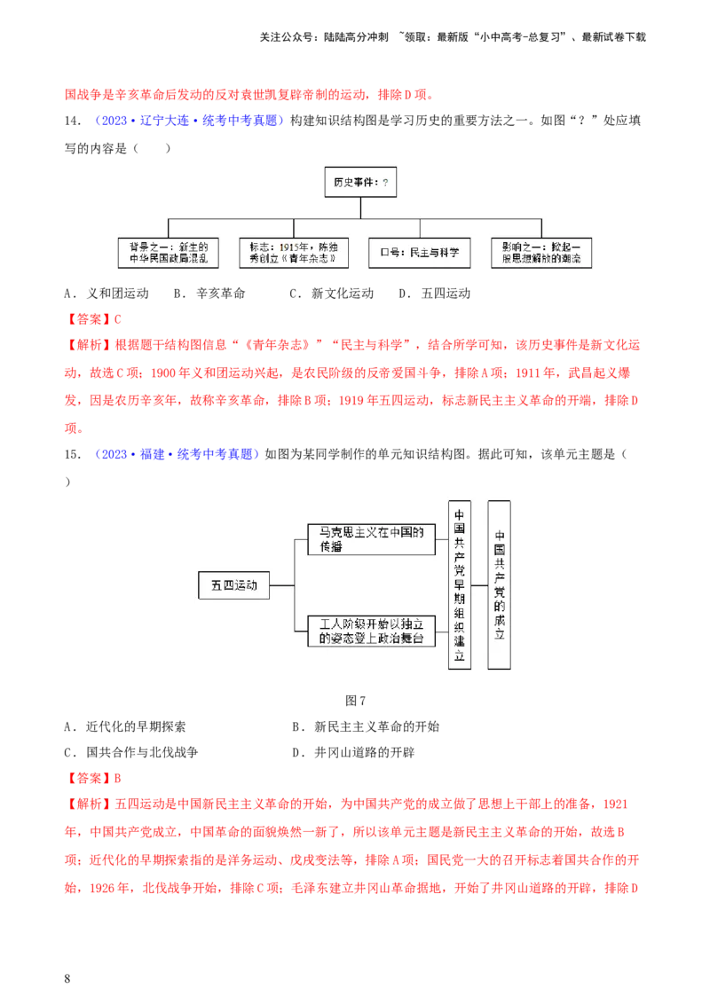 专题04知识结构类选择题（含答题技巧，题型专练60题）（解析版）_02中考总复习（2026版更新中）_06-历史-中考总复习_2024年中考复习资料_二轮复习