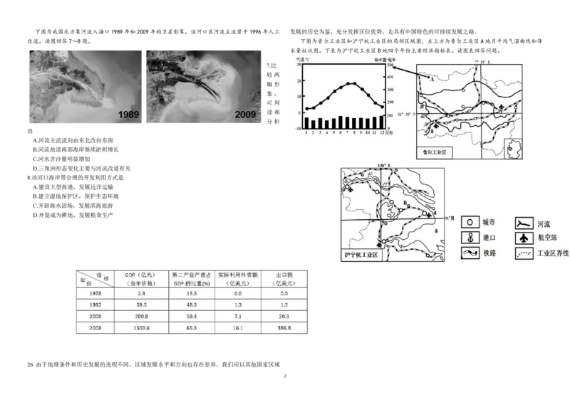2010年高考真题地理（山东卷）（原卷版）_全国卷+地方卷_8.地理_1.地理高考真题试卷_2008-2020年_地方卷_山东高考地理08-21_山东高考地理_A3版_pdf.版