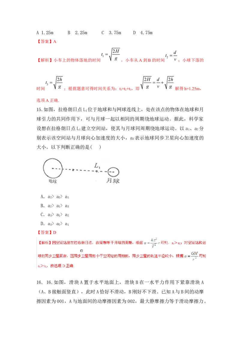 2015年高考真题物理（山东卷）（解析版）_全国卷+地方卷_4.物理_1.物理高考真题试卷_2008-2020年_地方卷_山东高考物理08-21_山东高考物理_A4版