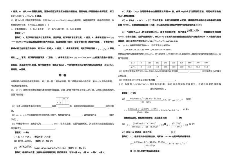 2014年海南高考化学试题及答案_全国卷+地方卷_5.化学_1.化学高考真题试卷_2008-2020年_地方卷_海南高考化学2008-2020_A3word版_答案版