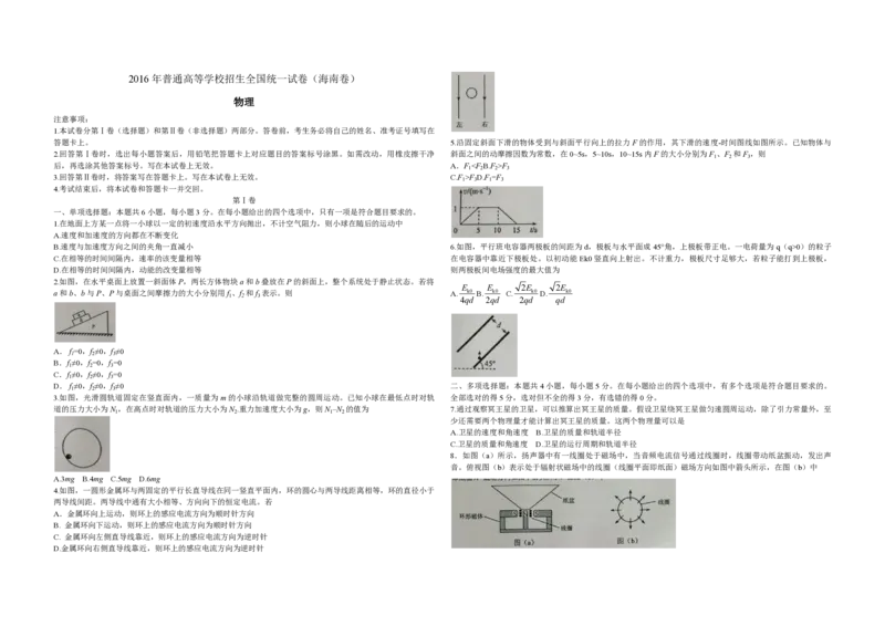 2016年海南高考物理试题及答案_全国卷+地方卷_4.物理_1.物理高考真题试卷_2008-2020年_地方卷_海南高考物理08-20_A3word版_PDF版（赠送）