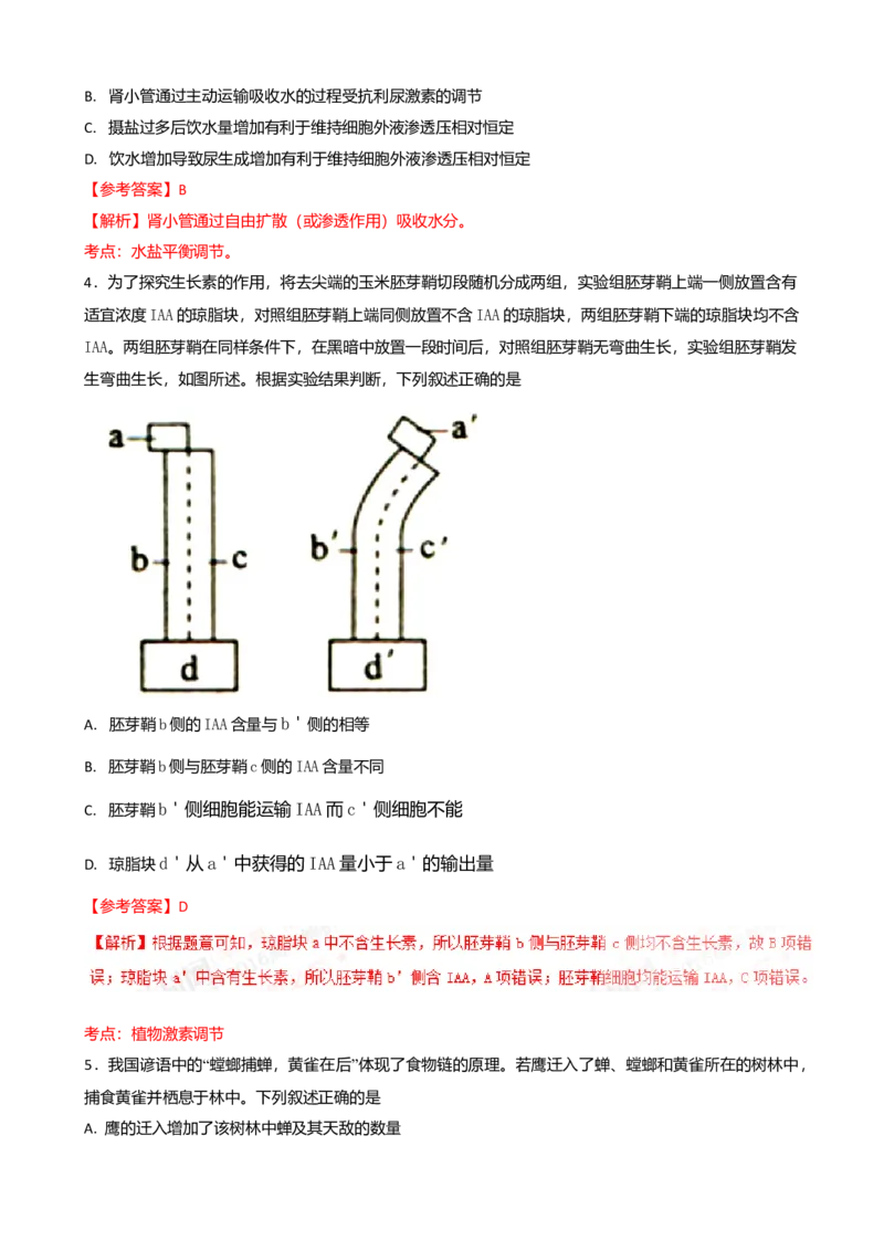 2016年高考真题&mdash;&mdash;理综生物（全国卷Ⅲ）+Word版_全国卷+地方卷_6.生物_1.生物高考真题试卷_2008-2020年_地方卷_四川高考生物08-20