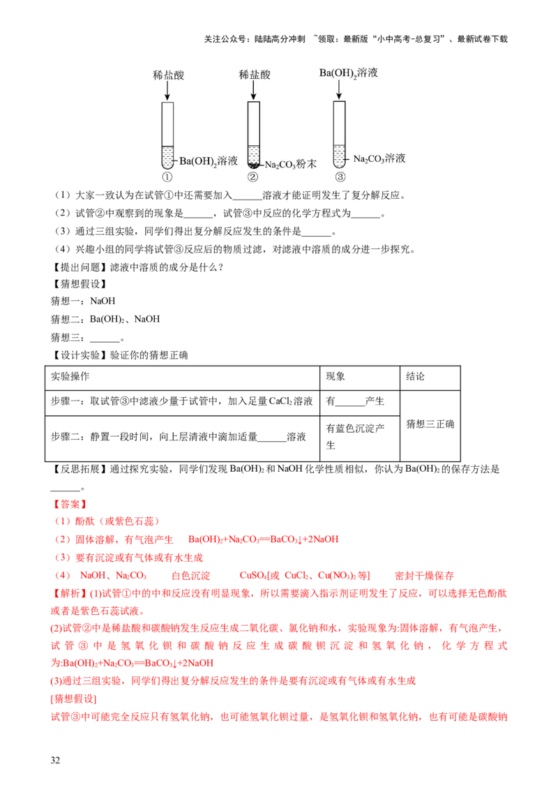 专题08盐化肥（讲义）-2024年中考化学一轮复习讲练测（全国通用）（解析版）_02中考总复习（2026版更新中）_05-化学-中考总复习_2024年中考复习资料_一轮复习资料