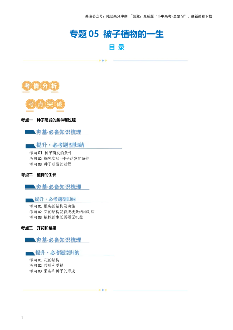 专题05被子植物的一生（讲义）（解析版）_02中考总复习（2026版更新中）_08-生物-中考总复习_2024年中考复习资料_一轮复习_❤2024年中考生物一轮复习讲练测（全国通用）_讲义