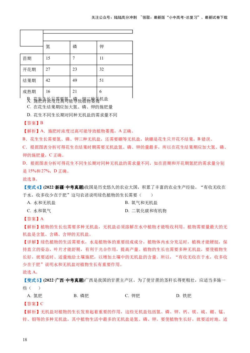 专题05被子植物的一生（讲义）（解析版）_02中考总复习（2026版更新中）_08-生物-中考总复习_2024年中考复习资料_一轮复习_❤2024年中考生物一轮复习讲练测（全国通用）_讲义