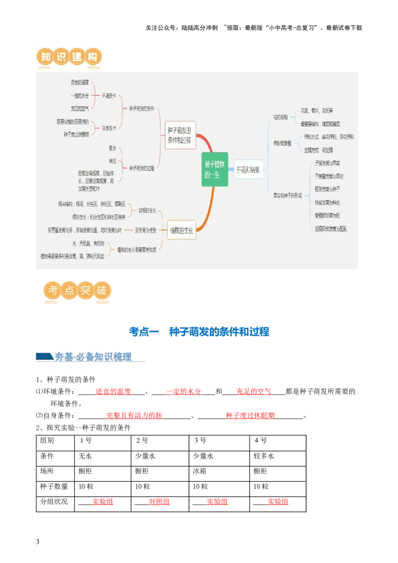 专题05被子植物的一生（讲义）（解析版）_02中考总复习（2026版更新中）_08-生物-中考总复习_2024年中考复习资料_一轮复习_❤2024年中考生物一轮复习讲练测（全国通用）_讲义
