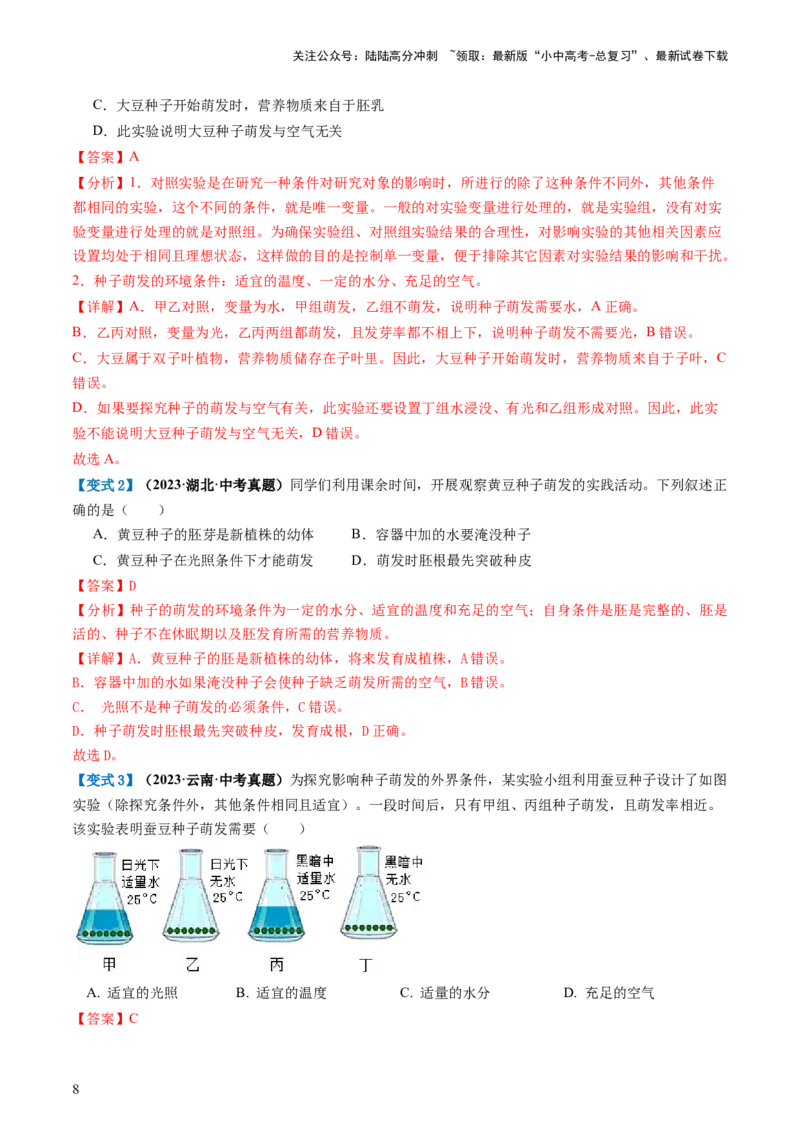 专题05被子植物的一生（讲义）（解析版）_02中考总复习（2026版更新中）_08-生物-中考总复习_2024年中考复习资料_一轮复习_❤2024年中考生物一轮复习讲练测（全国通用）_讲义