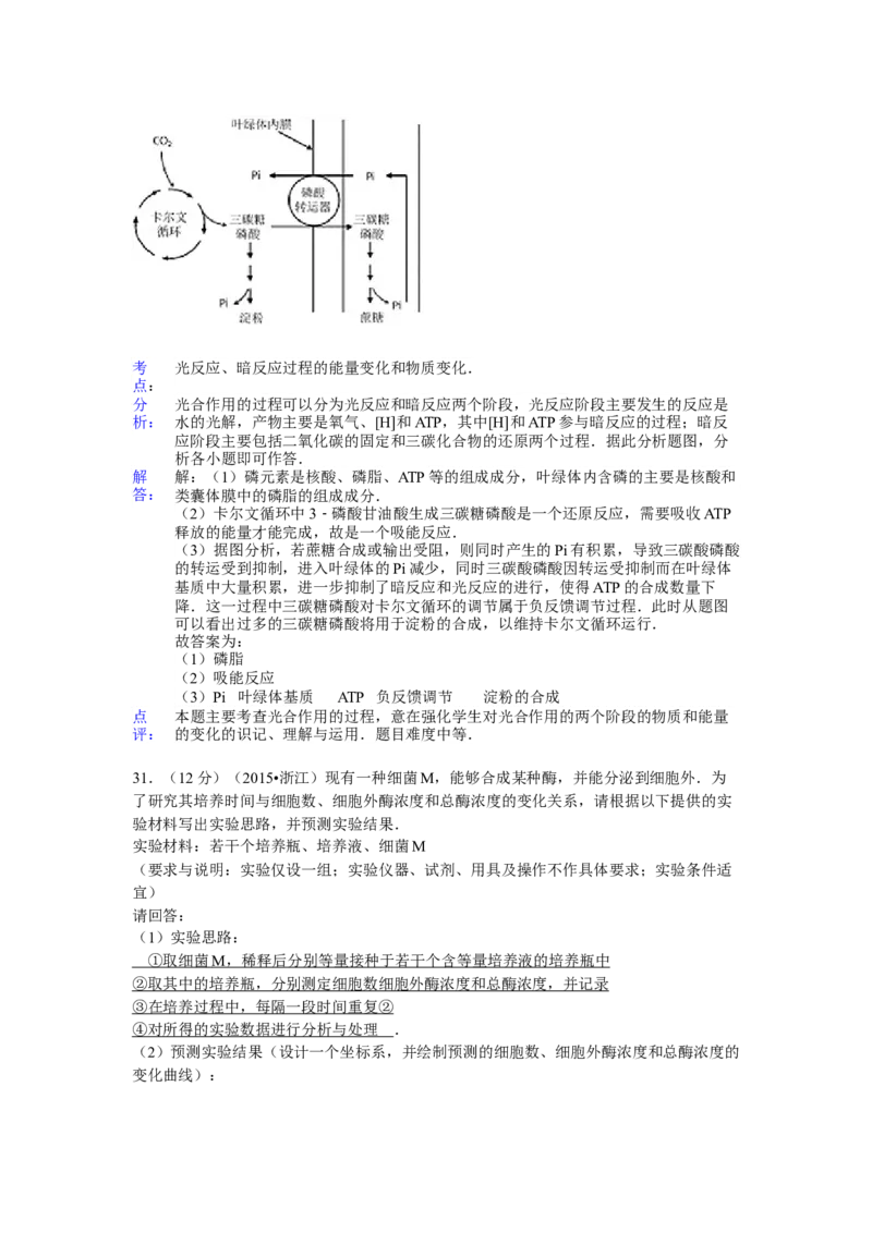 2015年浙江省高考生物6月（解析版）_全国卷+地方卷_6.生物_1.生物高考真题试卷_2008-2020年_地方卷_浙江高考生物08-21_A4word版