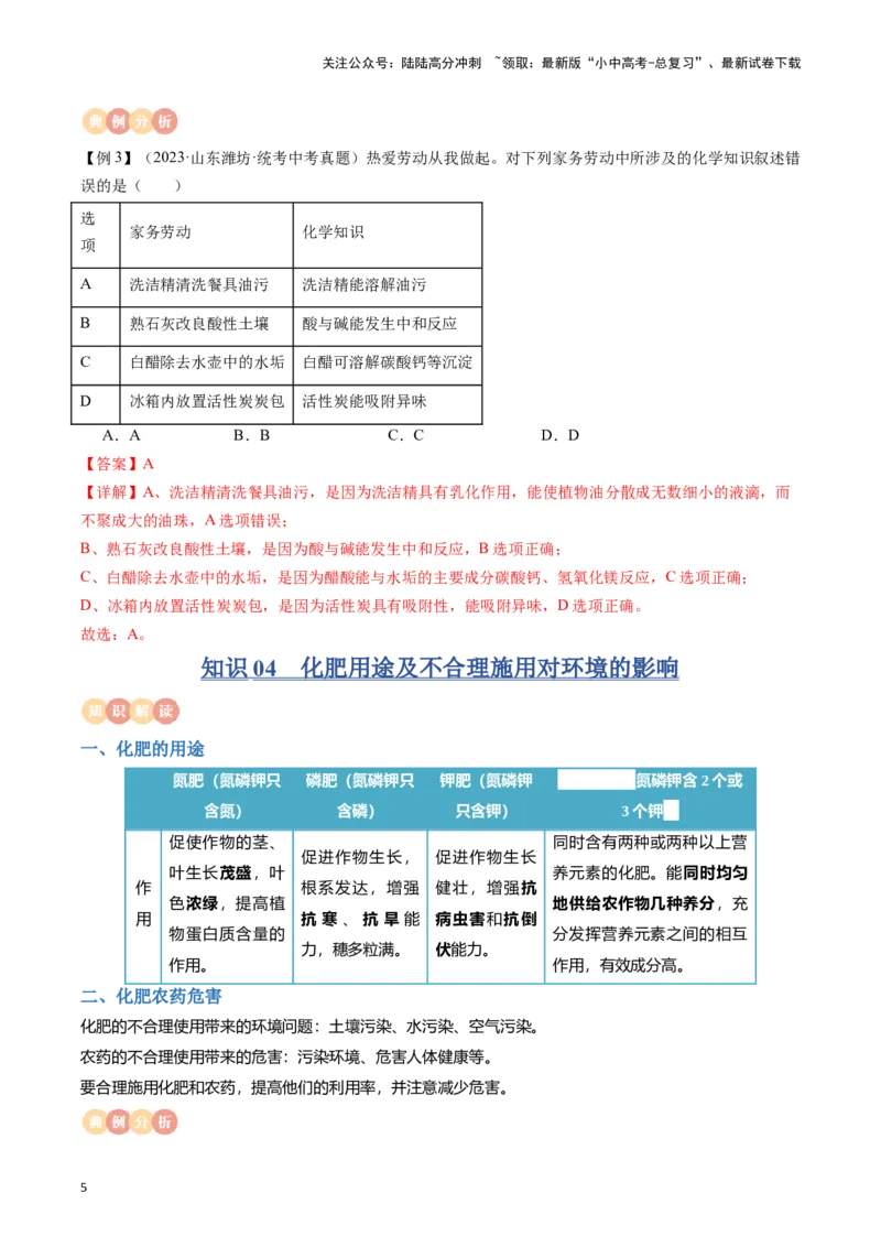 专题08盐、化肥（解析版）_02中考总复习（2026版更新中）_05-化学-中考总复习_2024年中考复习资料_一轮复习资料_完口袋书2024年中考化学一轮复习知识清单_教师版（含答案解析）