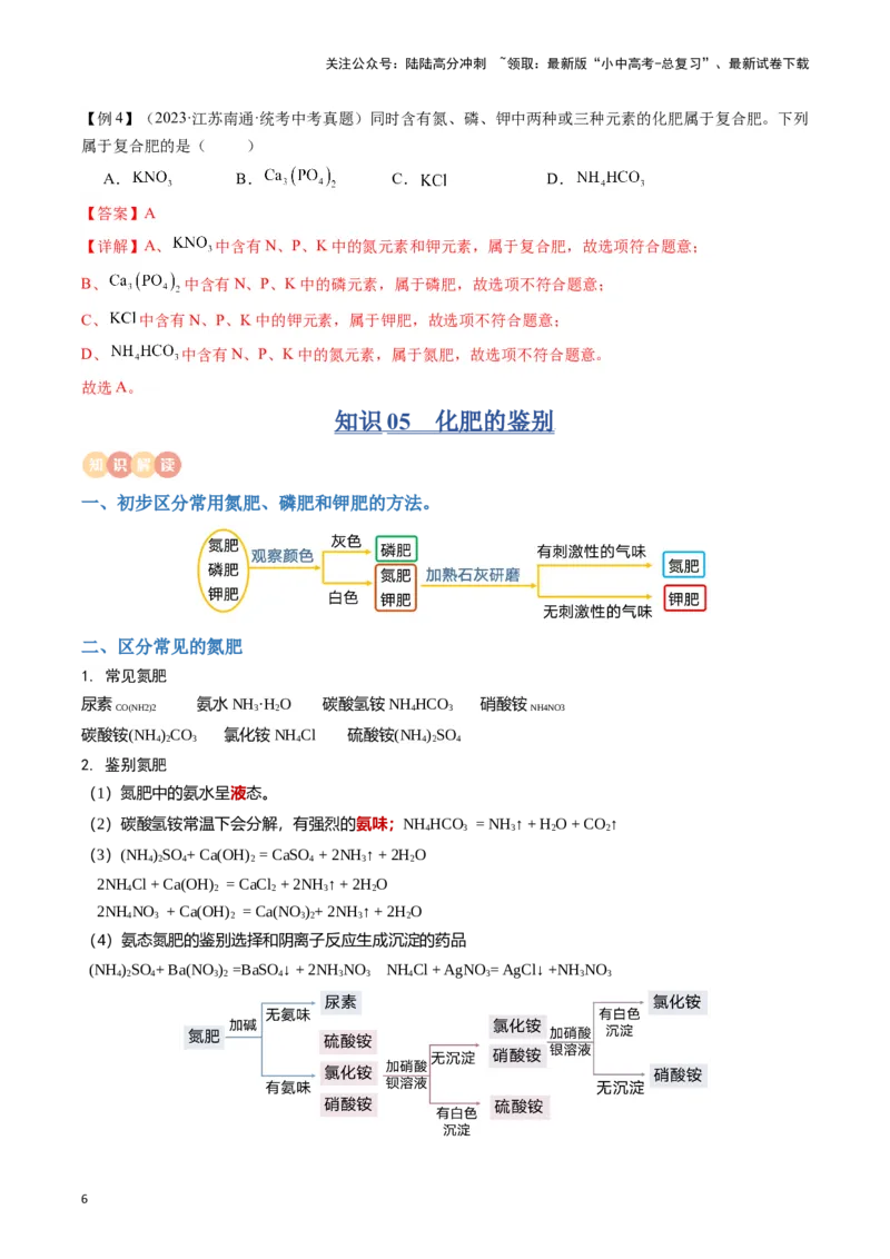 专题08盐、化肥（解析版）_02中考总复习（2026版更新中）_05-化学-中考总复习_2024年中考复习资料_一轮复习资料_完口袋书2024年中考化学一轮复习知识清单_教师版（含答案解析）