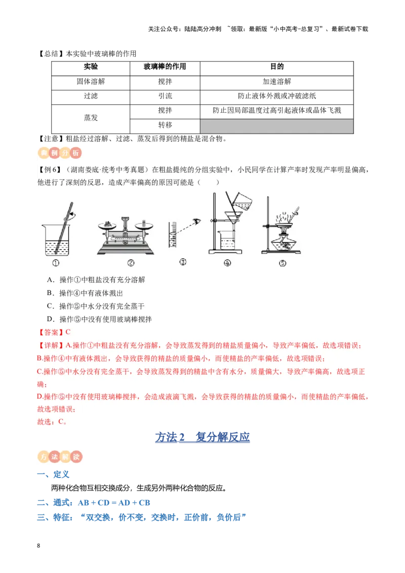 专题08盐、化肥（解析版）_02中考总复习（2026版更新中）_05-化学-中考总复习_2024年中考复习资料_一轮复习资料_完口袋书2024年中考化学一轮复习知识清单_教师版（含答案解析）
