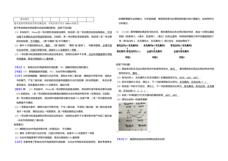 2016年全国统一高考生物试卷（新课标Ⅱ）（解析版）_全国卷+地方卷_6.生物_1.生物高考真题试卷_2008-2020年_全国卷_全国统一高考生物（新课标ⅱ）08-21_A3word版
