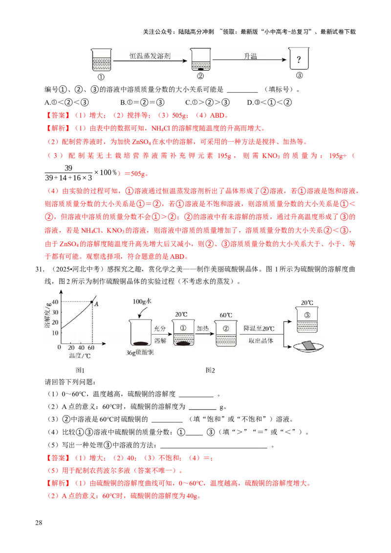 专题04水和溶液（解析版）_02中考总复习（2026版更新中）_05-化学-中考总复习_2026年中考复习（更新中）_备战2026年中考化学真题题源解密