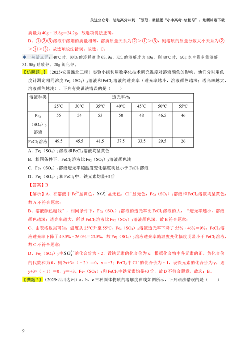 专题04水和溶液（解析版）_02中考总复习（2026版更新中）_05-化学-中考总复习_2026年中考复习（更新中）_备战2026年中考化学真题题源解密