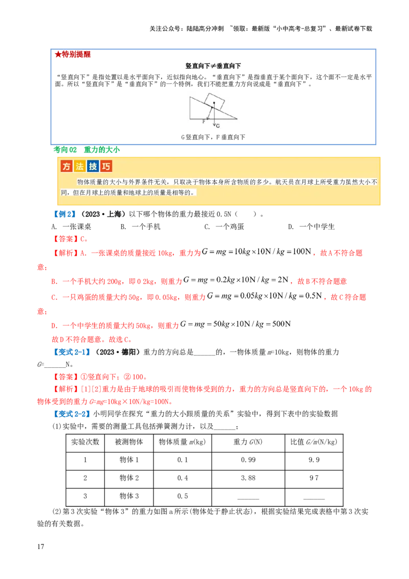 专题08力（讲义）（解析版）_02中考总复习（2026版更新中）_04-物理-中考总复习_2024年中考复习资料_一轮复习_课件+讲义+练习2024年中考物理一轮复习讲练测（全国通用）