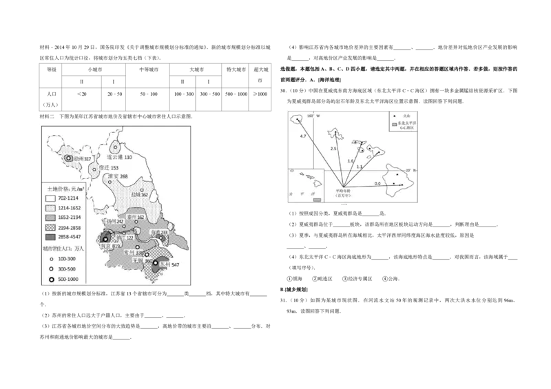 2015年江苏省高考地理试卷_全国卷+地方卷_8.地理_1.地理高考真题试卷_2008-2020年_地方卷_江苏高考地理08-21_A3word版_PDF版（赠送）