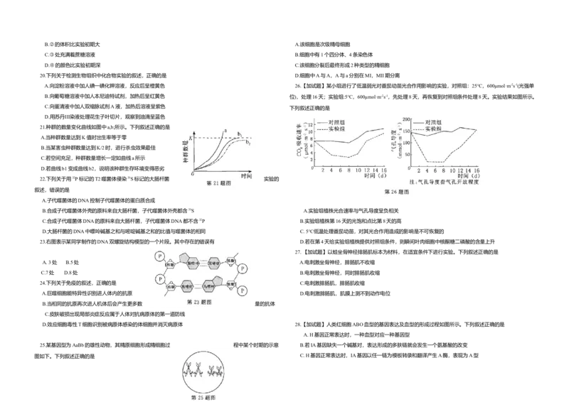 2015年浙江省高考生物10月（原卷版）_全国卷+地方卷_6.生物_1.生物高考真题试卷_2008-2020年_地方卷_浙江高考生物08-21_A3word版_原卷版（建议只打印原卷版，解析版手机对答案即可）