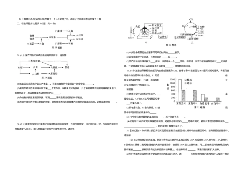 2015年浙江省高考生物10月（原卷版）_全国卷+地方卷_6.生物_1.生物高考真题试卷_2008-2020年_地方卷_浙江高考生物08-21_A3word版_原卷版（建议只打印原卷版，解析版手机对答案即可）