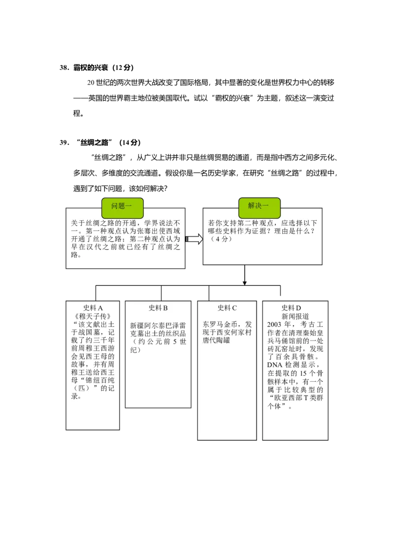 2015年上海市高中毕业统一学业考试历史试卷（答案版）_全国卷+地方卷_7.历史_1.历史高考真题试卷_2008-2020年_地方卷_上海高考历史真题05-17