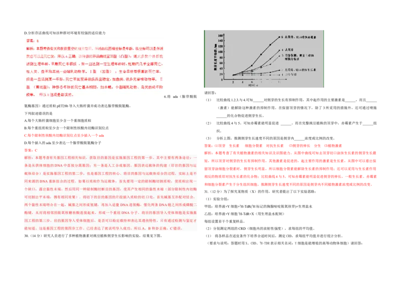 2011年浙江省高考生物（解析版）_全国卷+地方卷_6.生物_1.生物高考真题试卷_2008-2020年_地方卷_浙江高考生物08-21_A3word版