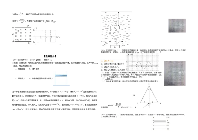 2014年高考真题物理（山东卷）（解析版）_全国卷+地方卷_4.物理_1.物理高考真题试卷_2008-2020年_地方卷_山东高考物理08-21_山东高考物理_A3版