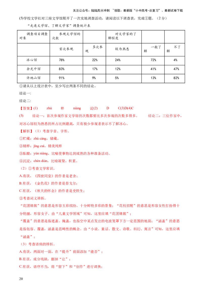 专题05文学、名著常识（考点全覆盖）（测试）-2024年中考语文二轮复习讲练测（全国通用）（解析版）_02中考总复习（2026版更新中）_01-语文-中考总复习_2024年中考资料_二轮复习_讲义