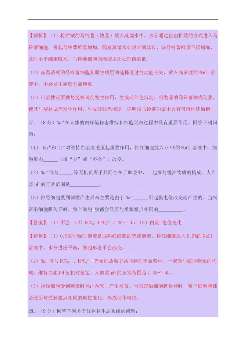 2015年高考海南省生物试题及答案_全国卷+地方卷_6.生物_1.生物高考真题试卷_2008-2020年_地方卷_海南高考生物08-20_A4word版_PDF版（赠送）