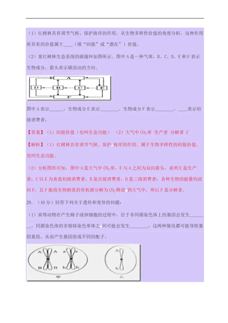 2015年高考海南省生物试题及答案_全国卷+地方卷_6.生物_1.生物高考真题试卷_2008-2020年_地方卷_海南高考生物08-20_A4word版_PDF版（赠送）