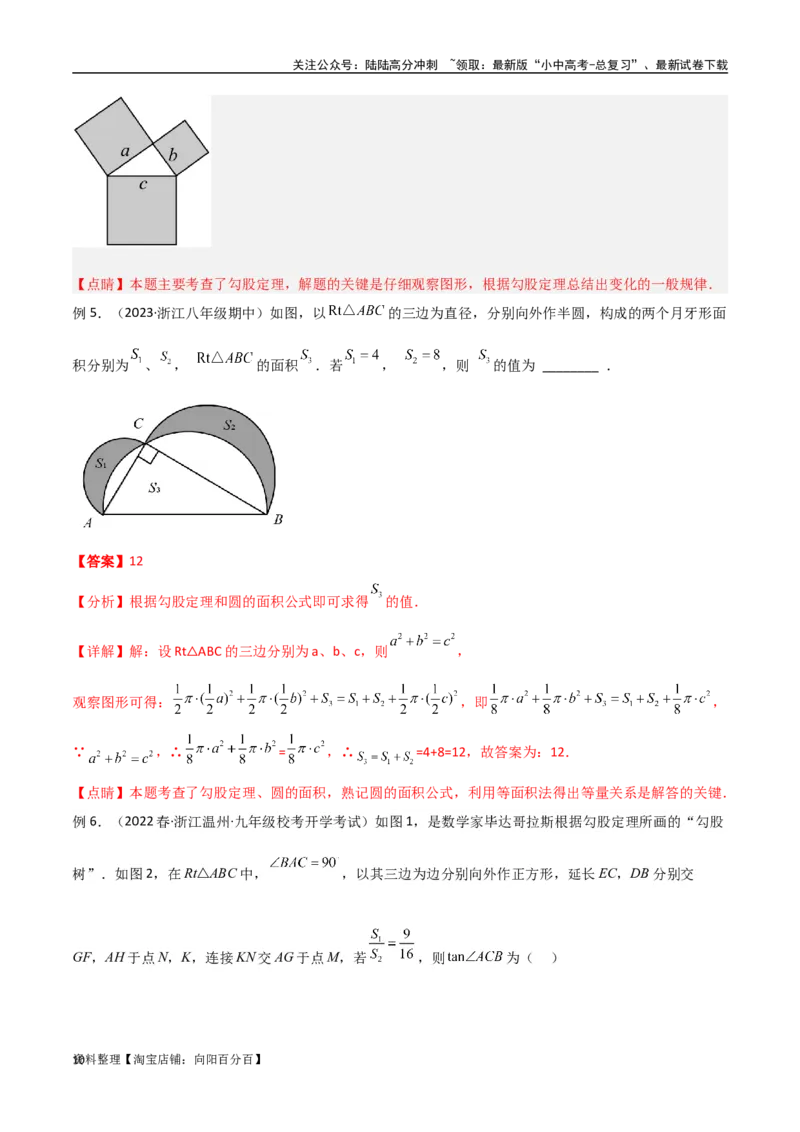 专题09三角形中的重要模型-弦图模型、勾股树模型（解析版）_02中考总复习（2026版更新中）_02-数学-中考总复习_2024年中考复习资料_专项复习资料_答案解析版