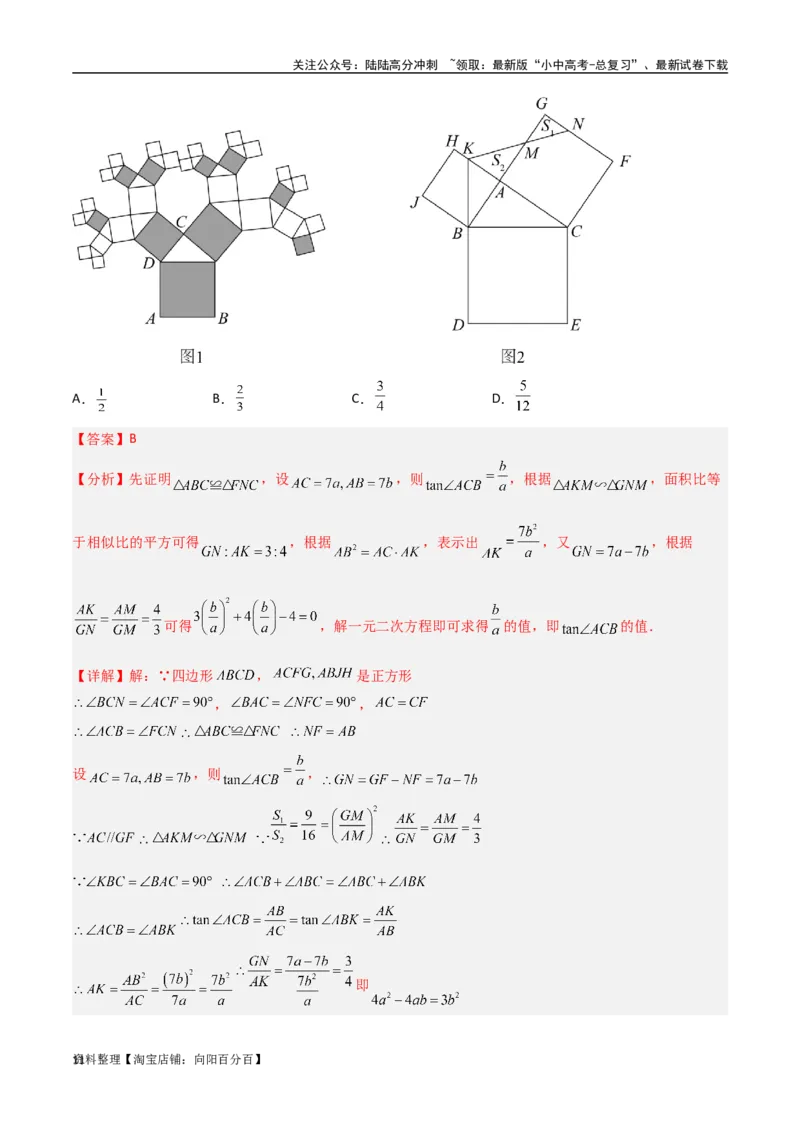 专题09三角形中的重要模型-弦图模型、勾股树模型（解析版）_02中考总复习（2026版更新中）_02-数学-中考总复习_2024年中考复习资料_专项复习资料_答案解析版