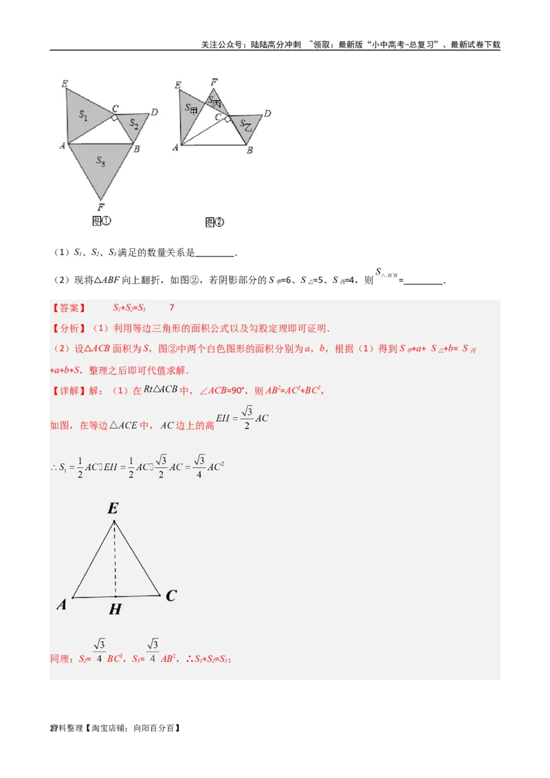 专题09三角形中的重要模型-弦图模型、勾股树模型（解析版）_02中考总复习（2026版更新中）_02-数学-中考总复习_2024年中考复习资料_专项复习资料_答案解析版
