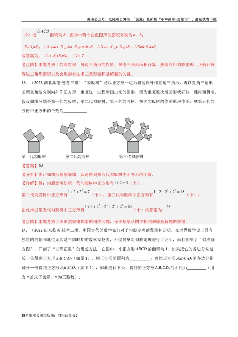 专题09三角形中的重要模型-弦图模型、勾股树模型（解析版）_02中考总复习（2026版更新中）_02-数学-中考总复习_2024年中考复习资料_专项复习资料_答案解析版