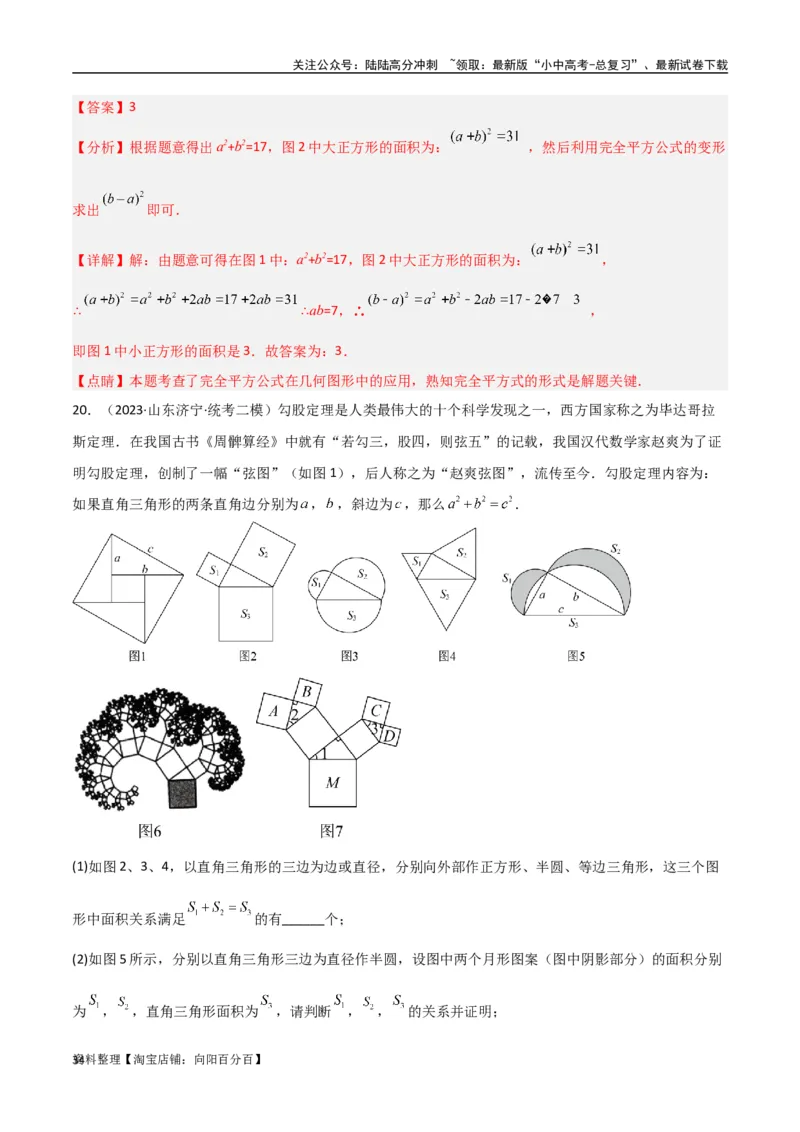 专题09三角形中的重要模型-弦图模型、勾股树模型（解析版）_02中考总复习（2026版更新中）_02-数学-中考总复习_2024年中考复习资料_专项复习资料_答案解析版