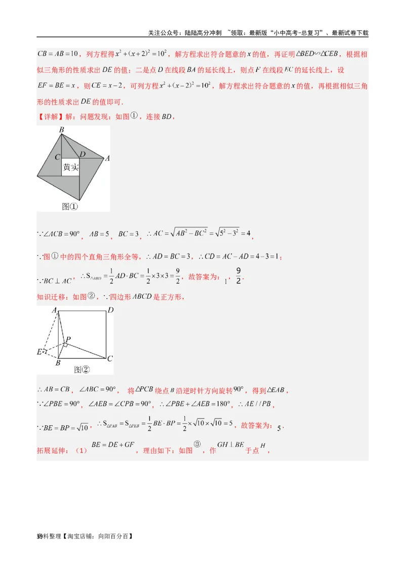专题09三角形中的重要模型-弦图模型、勾股树模型（解析版）_02中考总复习（2026版更新中）_02-数学-中考总复习_2024年中考复习资料_专项复习资料_答案解析版