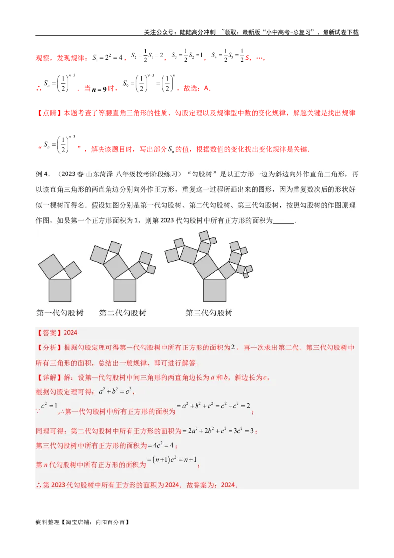 专题09三角形中的重要模型-弦图模型、勾股树模型（解析版）_02中考总复习（2026版更新中）_02-数学-中考总复习_2024年中考复习资料_专项复习资料_答案解析版