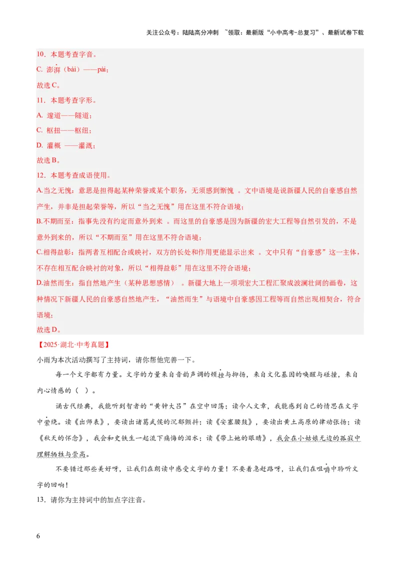 专题06基础知识综合（全国通用）（解析版）_02中考总复习（2026版更新中）_01-语文-中考总复习_2026年中考复习（更新中）