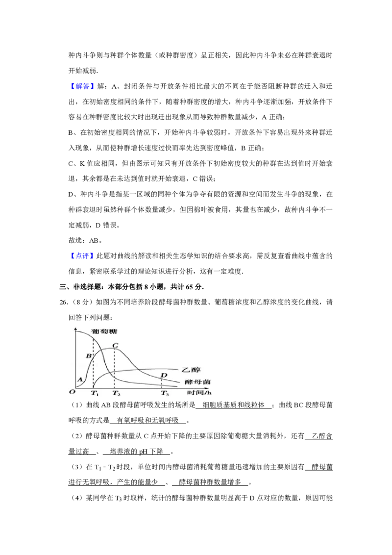 2011年江苏省高考生物试卷解析版_全国卷+地方卷_6.生物_1.生物高考真题试卷_2008-2020年_地方卷_江苏高考生物07-20_A4word版_PDF版（赠送）