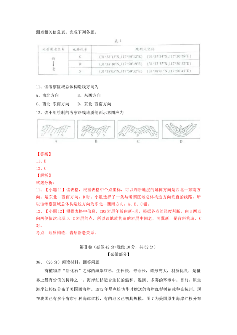 2015年高考真题地理（山东卷）（解析版）_全国卷+地方卷_8.地理_1.地理高考真题试卷_2008-2020年_地方卷_山东高考地理08-21_山东高考地理_A4版